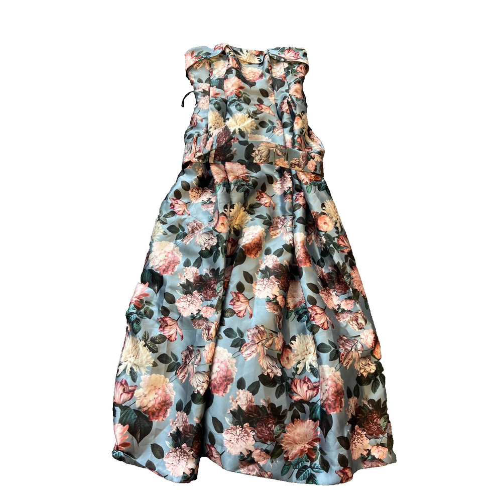 $900 Sachin And Babi Ice Blue Garden Strapless Floral Envelope Brielle Gown 6 - Picture 5 of 12